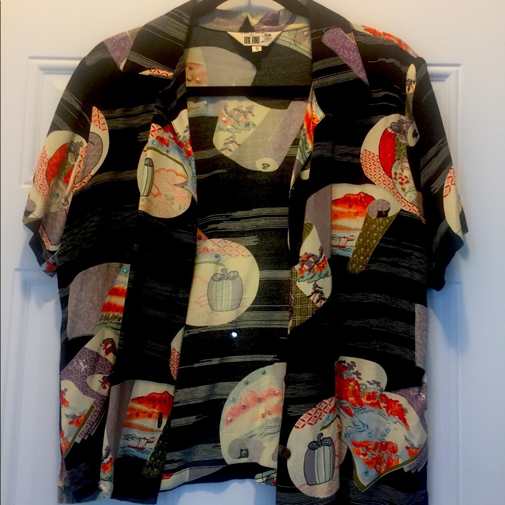 Vintage Iolani Hawaiian sequin studded shirt